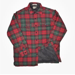 LL Bean Shirt Jacket Shacket Flannel Fleece Lined Scotch Plaid Traditional Fit M